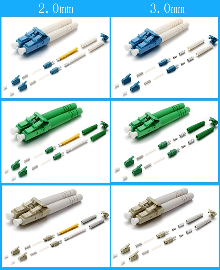 Fiber Optic Connector Patch Cord Pigtails LC PC Om5 0.9mm Sx 2.0mm Connector Parts Communication Network Accessories