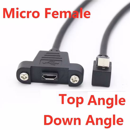 産業用ケーブル USB2.0 B メス (ブラケット付き) - ミニ USB2.0 オス (オス) ケーブル USB2.0 Bf 360 銅箔ラップはんだ付けシールド